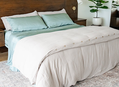 cooling bamboo sheets on a bed