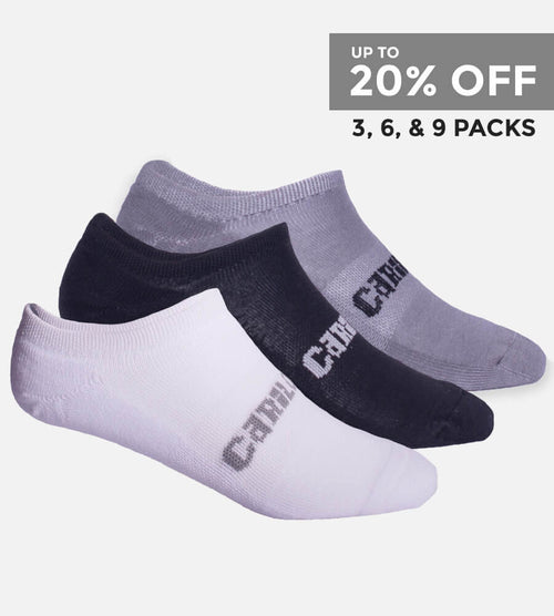 up to 20% off 3, 6, and 9 packs. Stack of three ankle socks