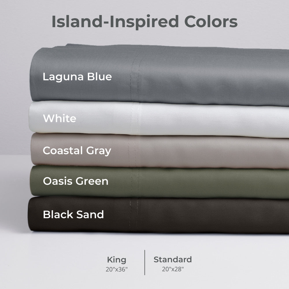 island inspired colors.  King 20"x36" Standard 20"x28" ~White