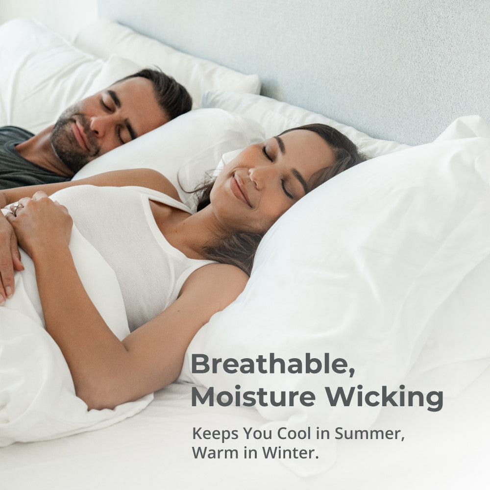 breathable, moisture wicking. Keeps you cool in summer, warm in winter