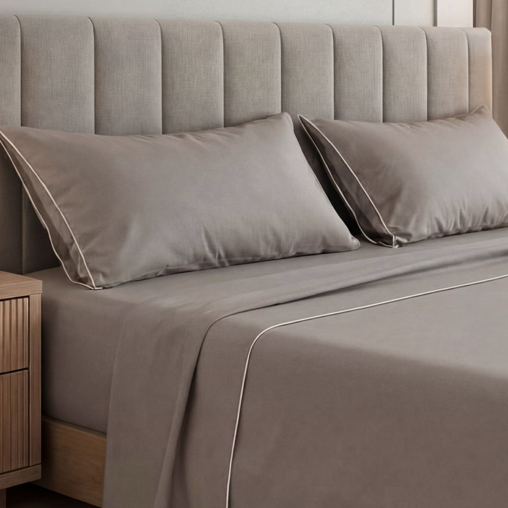 Retreat Bamboo Pillowcase Set — Coastal Gray/White Merrow / King