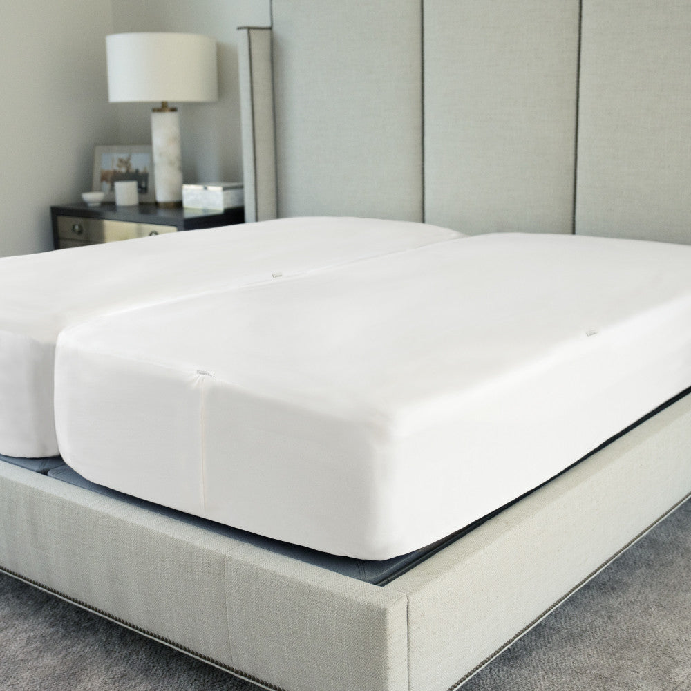 bed made with mattress protector~Twin XL