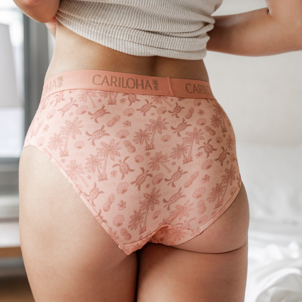 back view of Persimmon Beach Print briefs