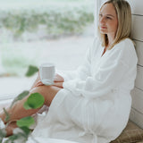 Bamboo Waffle Knit Robe (Unisex) — White / S/M