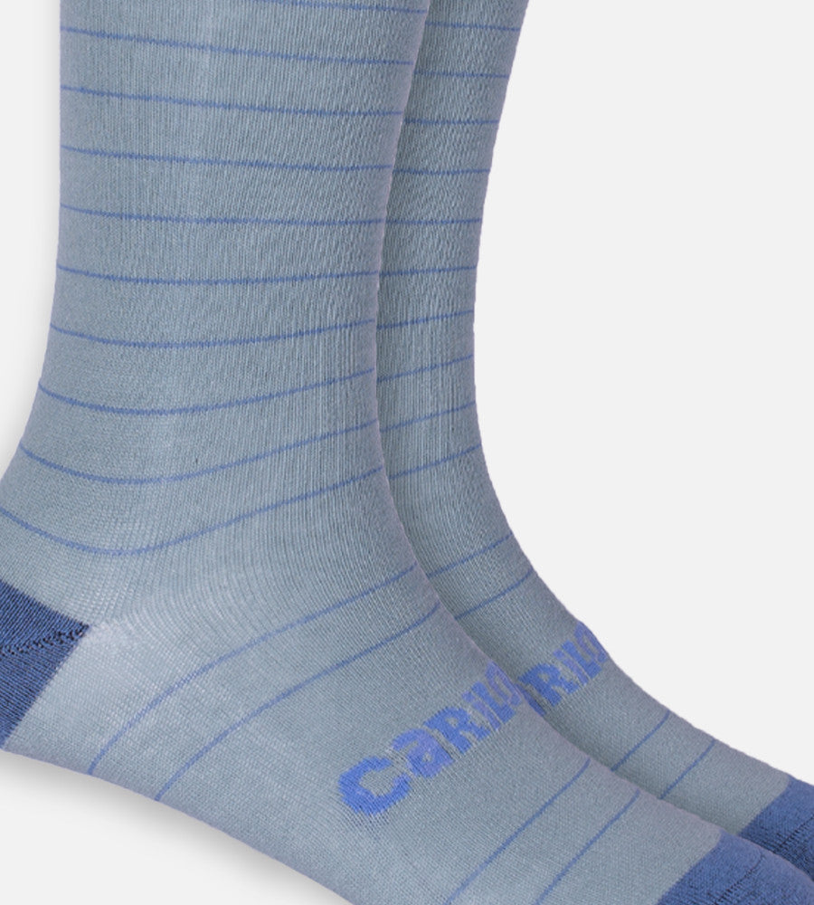 close-up on light blue stripe trouser sock~Light Blue Stripe