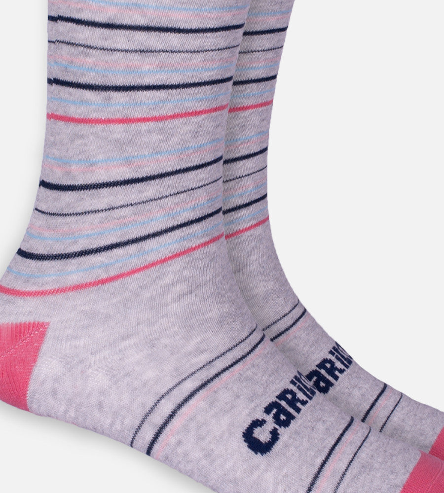close-up on heather gray stripe trouser socks~Heather Gray Stripe