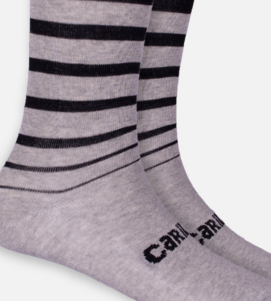 close-up on Light Heather Gray Block Stripe trouser socks~Light Heather Gray Block Stripe