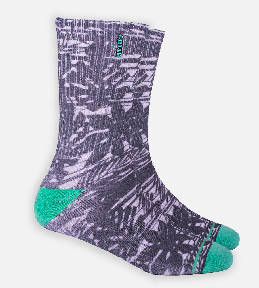 Gray Striped Foliage crew sock