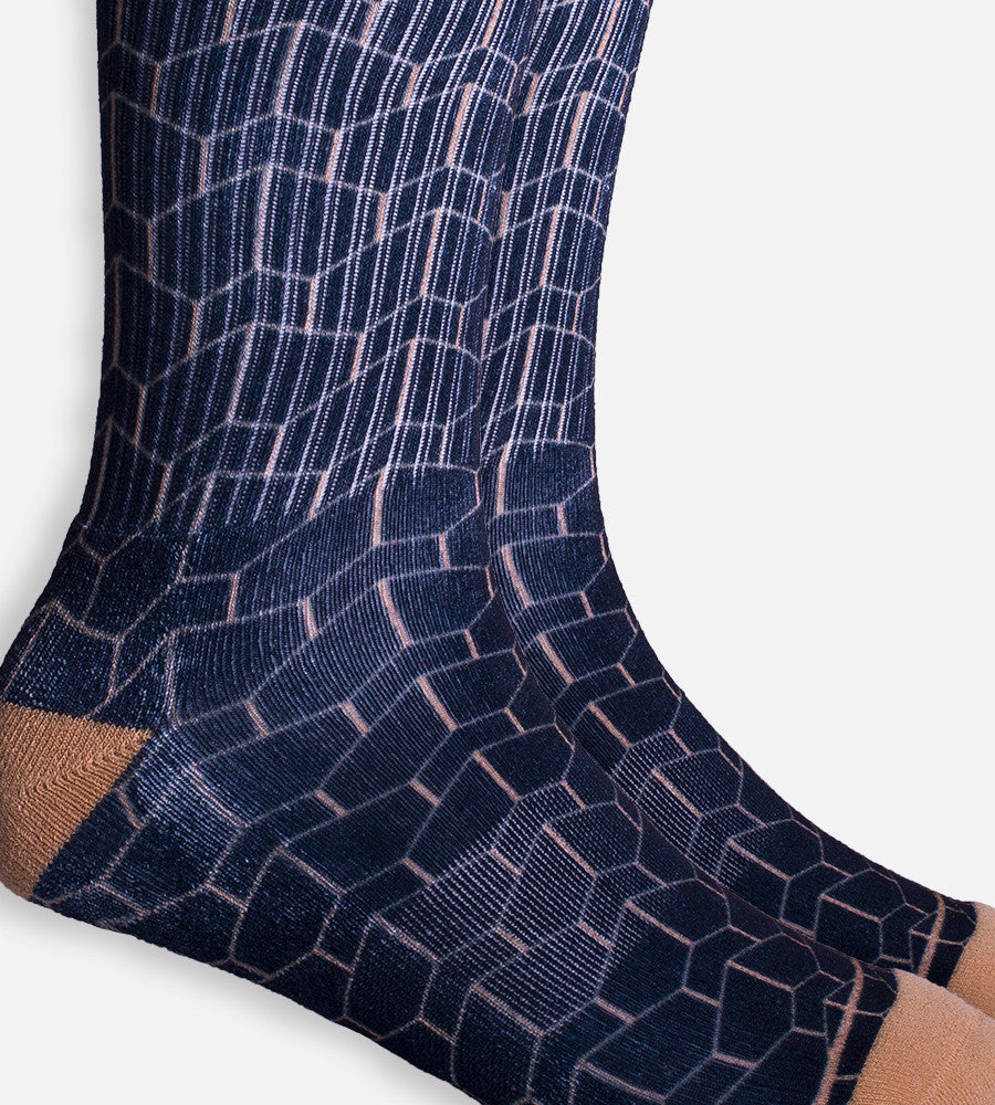 Gold Geometric crew sock~Gold Geometric
