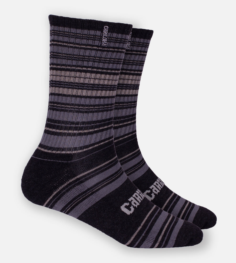 Bamboo Crew Socks - Black Stripes — L