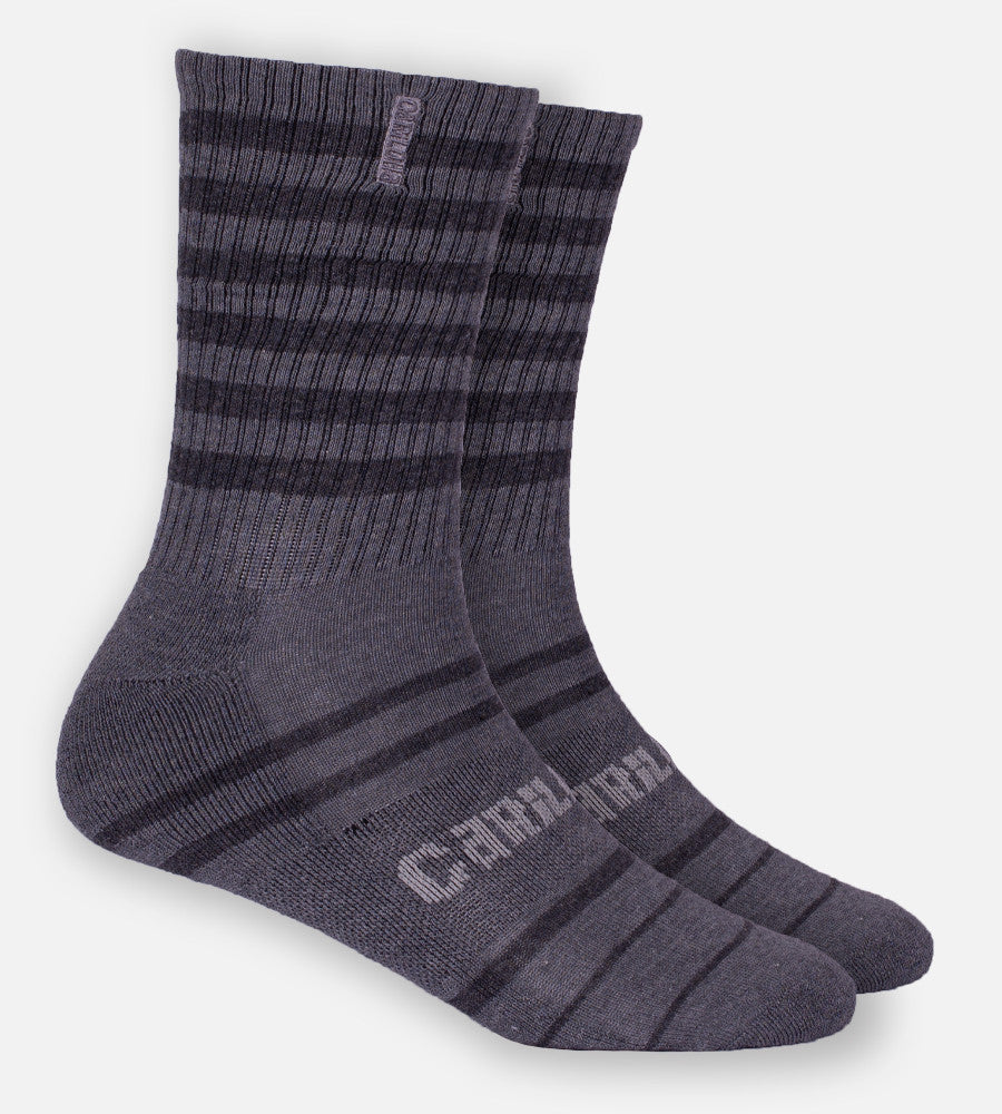 Light Heather Gray Stripes crew socks~Light Heather Gray Stripes
