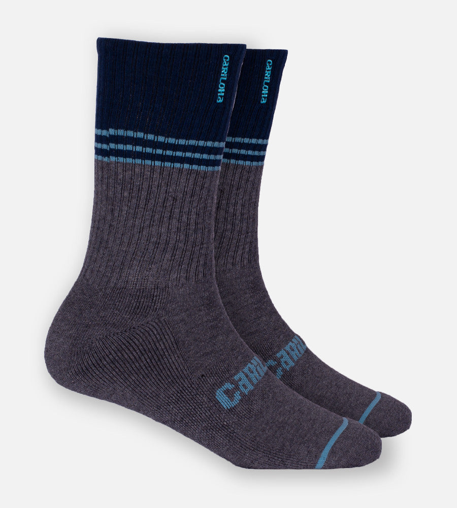 Heather Carbon Block Stripe crew sock