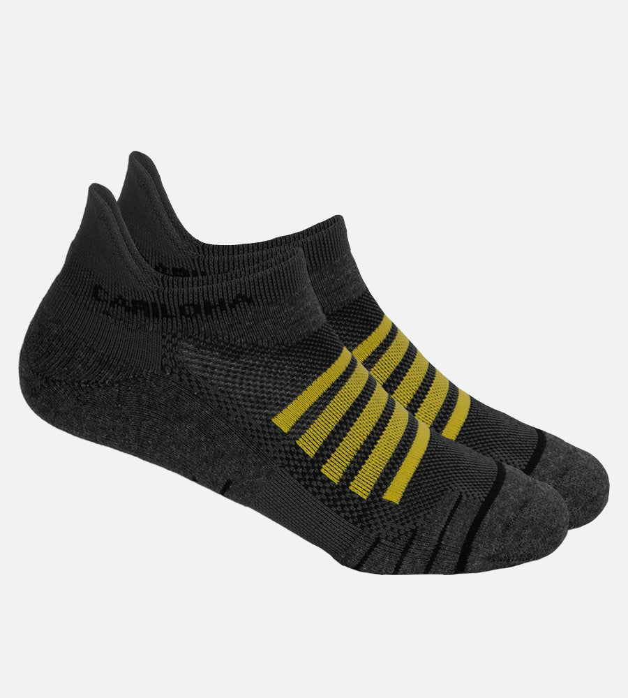 Carbon Heather/Lemon Zest tab athletic socks~Carbon Heather/Lemon Zest