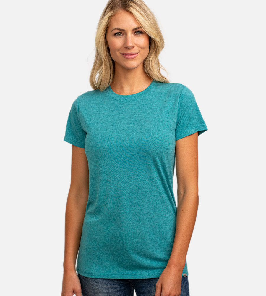 Women's Bamboo Crew Tee — Tropical Teal Heather / XL