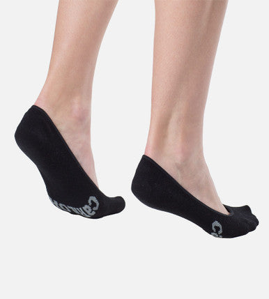back of the black no show socks on a model~Black