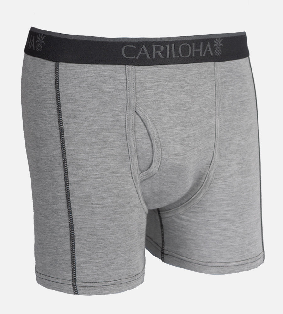 front view of light heather gray boxers