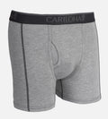 front view of light heather gray boxers