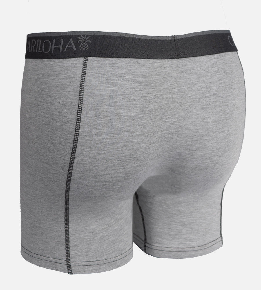 back view of light heather gray boxers