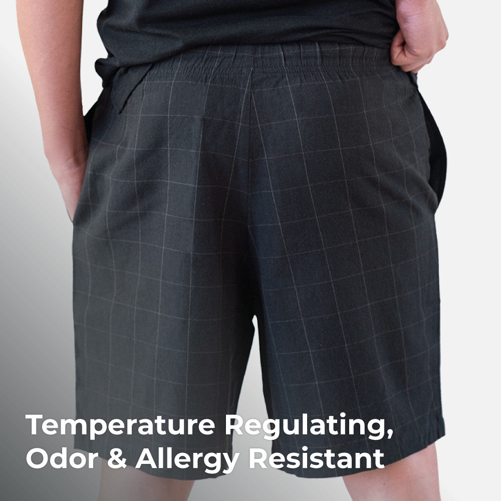 temperature regulating, odor and allergy resistant~Plaid Black
