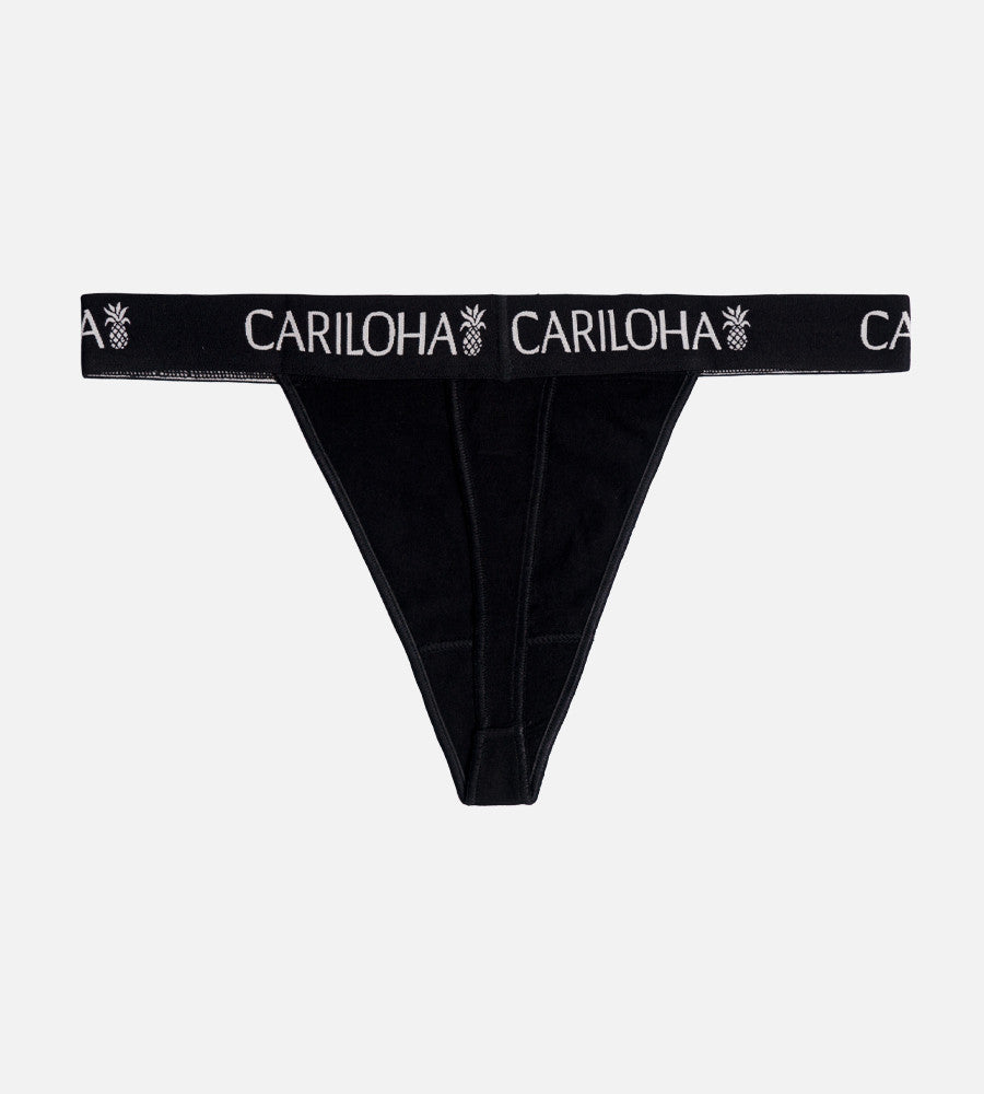 flat back view of black thong