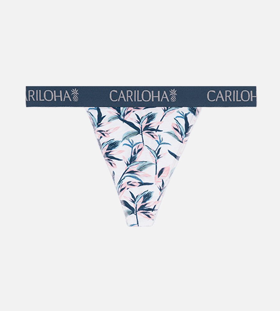flat front view of caribbean jade print thong