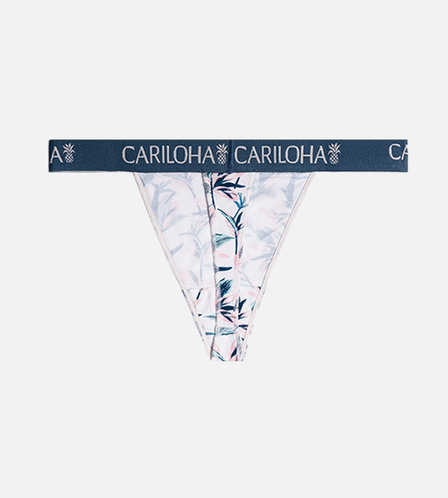 flat back view of caribbean jade print thong