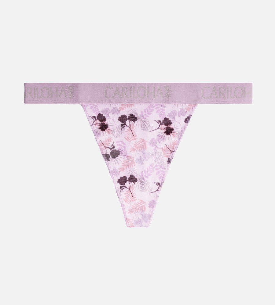 flat front view of lilac breeze print thong