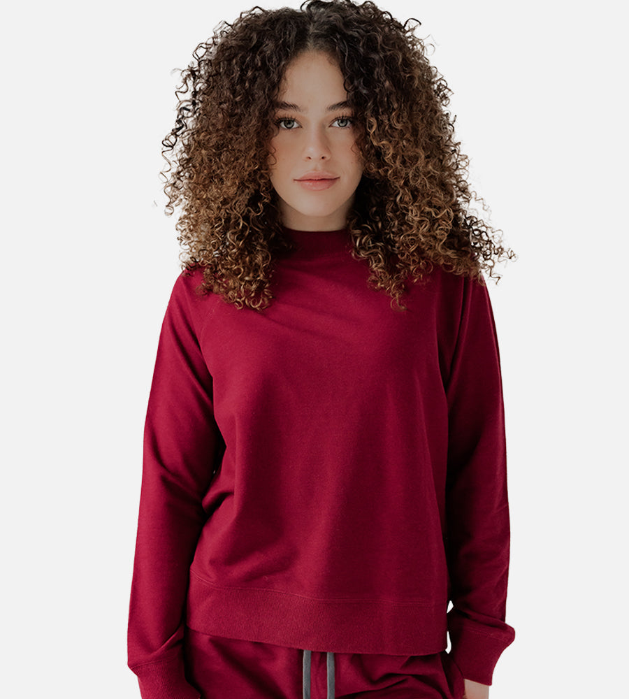 Women's Bamboo Pullover Sweatshirt — Pomegranate / L