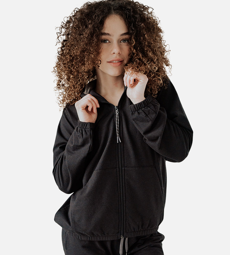 Women's Bamboo Relaxed Fit Jacket — Black / L