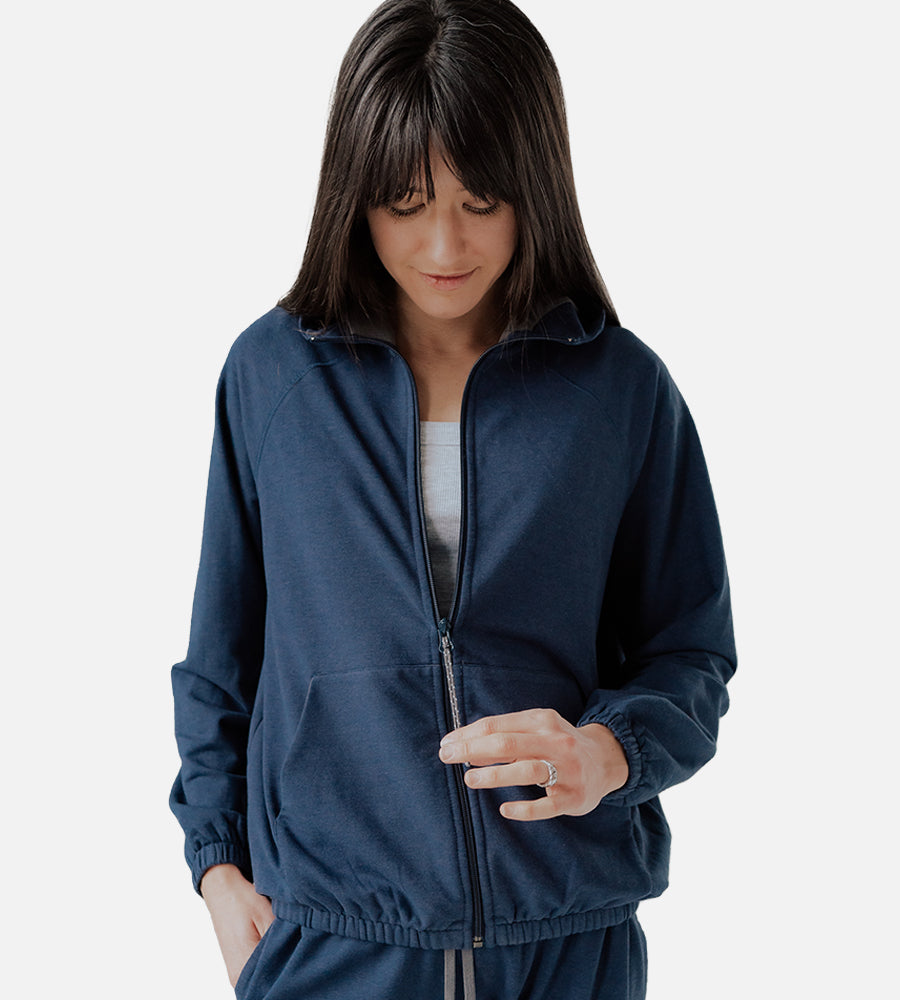 Women's Bamboo Relaxed Fit Jacket — Indigo / L
