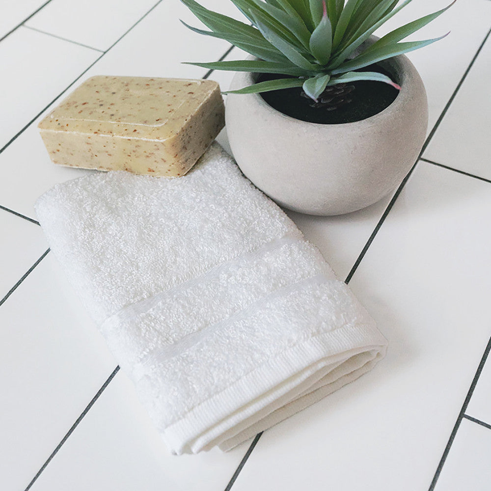 folded white washcloth