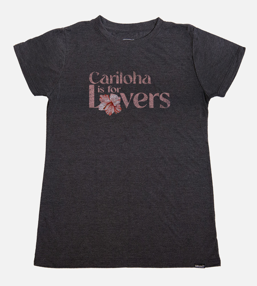 flat front view of is for lovers charcoal heather crew tee~Charcoal Heather