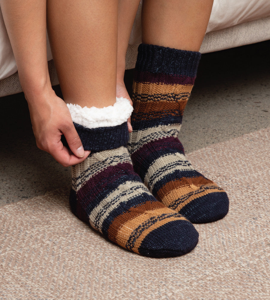 vintage stripe softy socks on models feet~Vintage Stripe