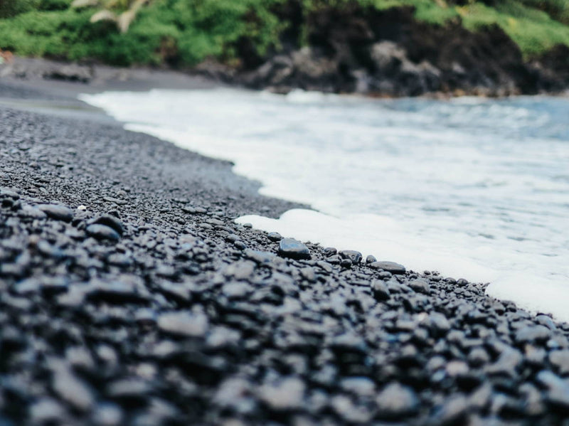 A black sand beach