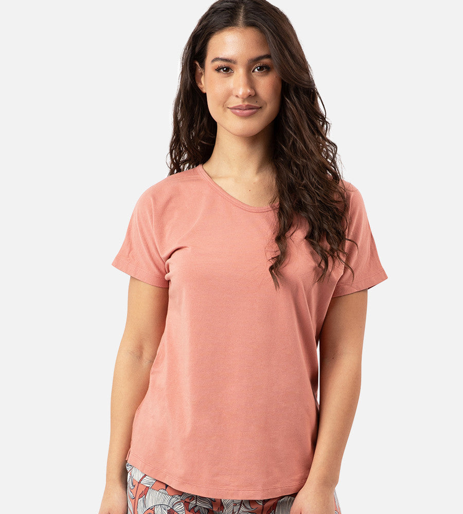 front view of model wearing blush sleep dolman