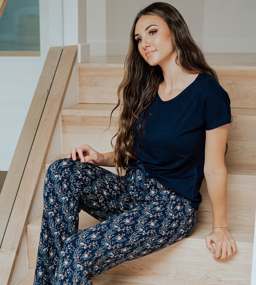 front view of model wearing midnight navy dolman