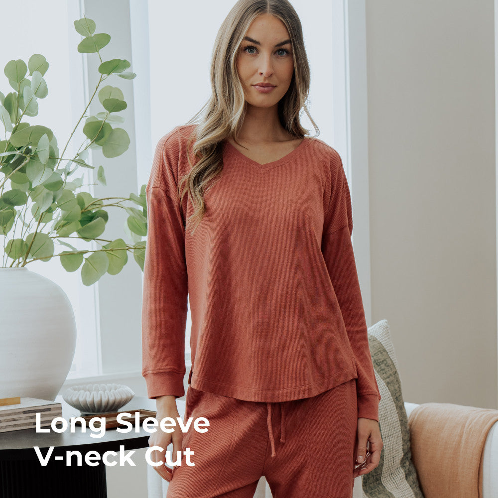long-sleeve, v-neck cut