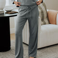 front view of model wearing jade  pants