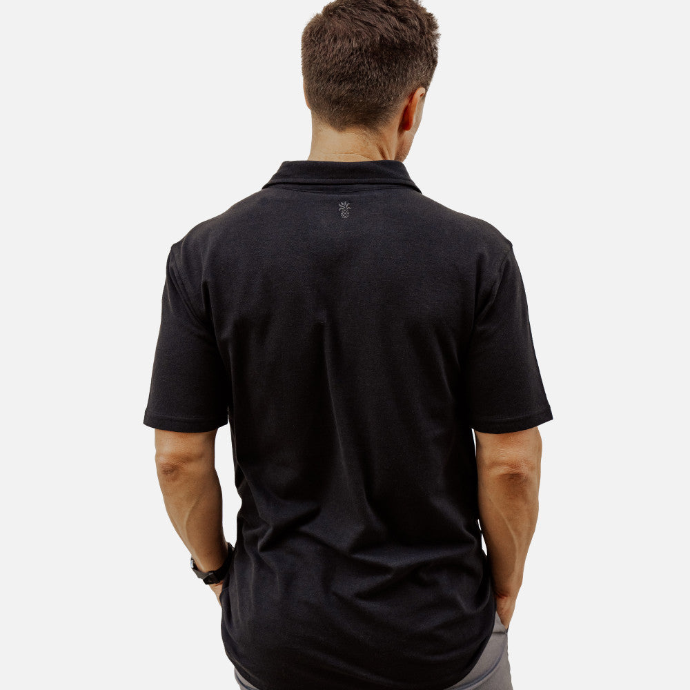 back view of Jacquard Polo~Black