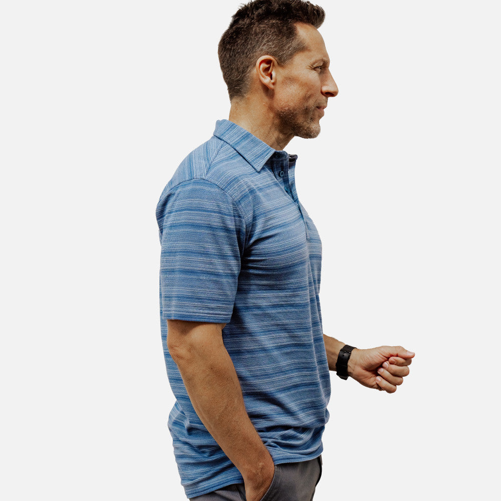 side view of front view of Jacquard Polo~Hanalei Slate