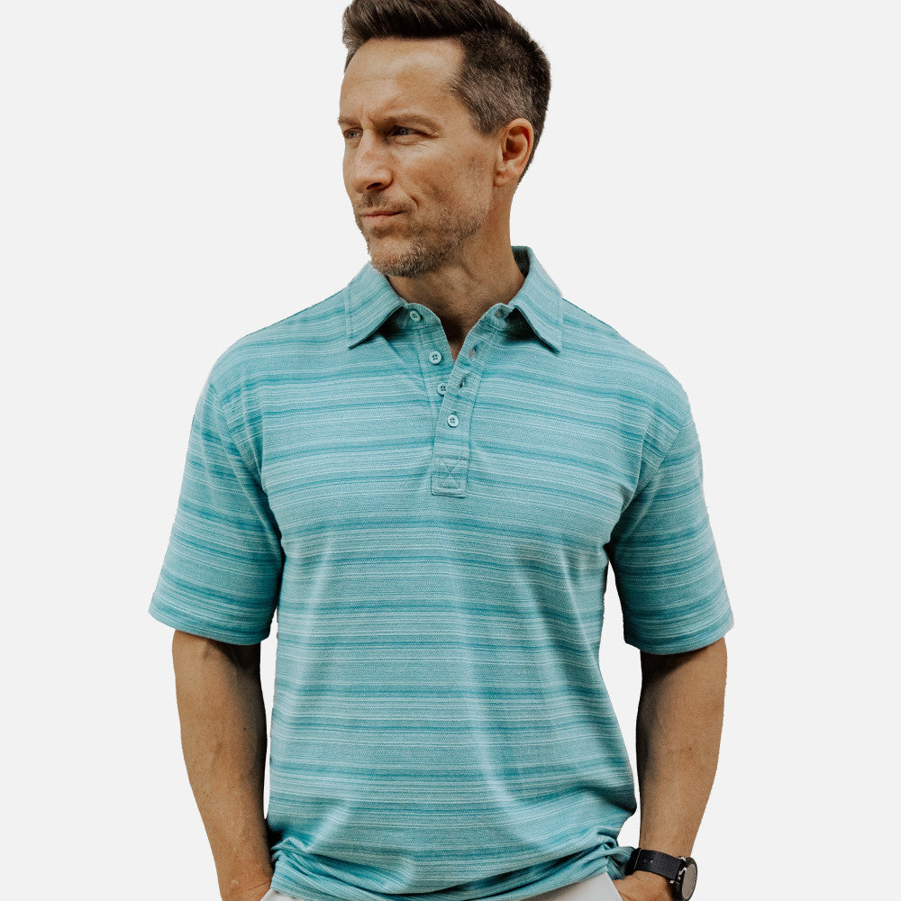 front view of Jacquard Polo~Reef Blue