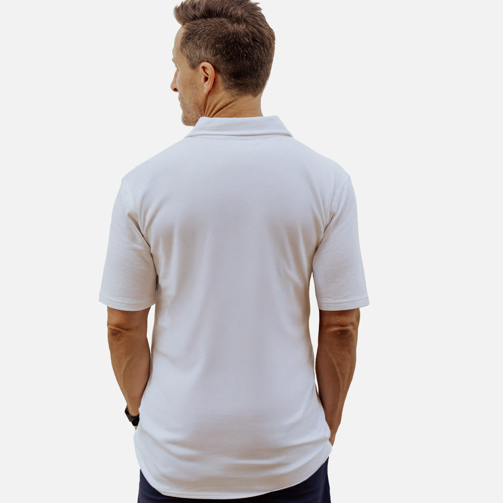 back view of front view of Jacquard Polo~White
